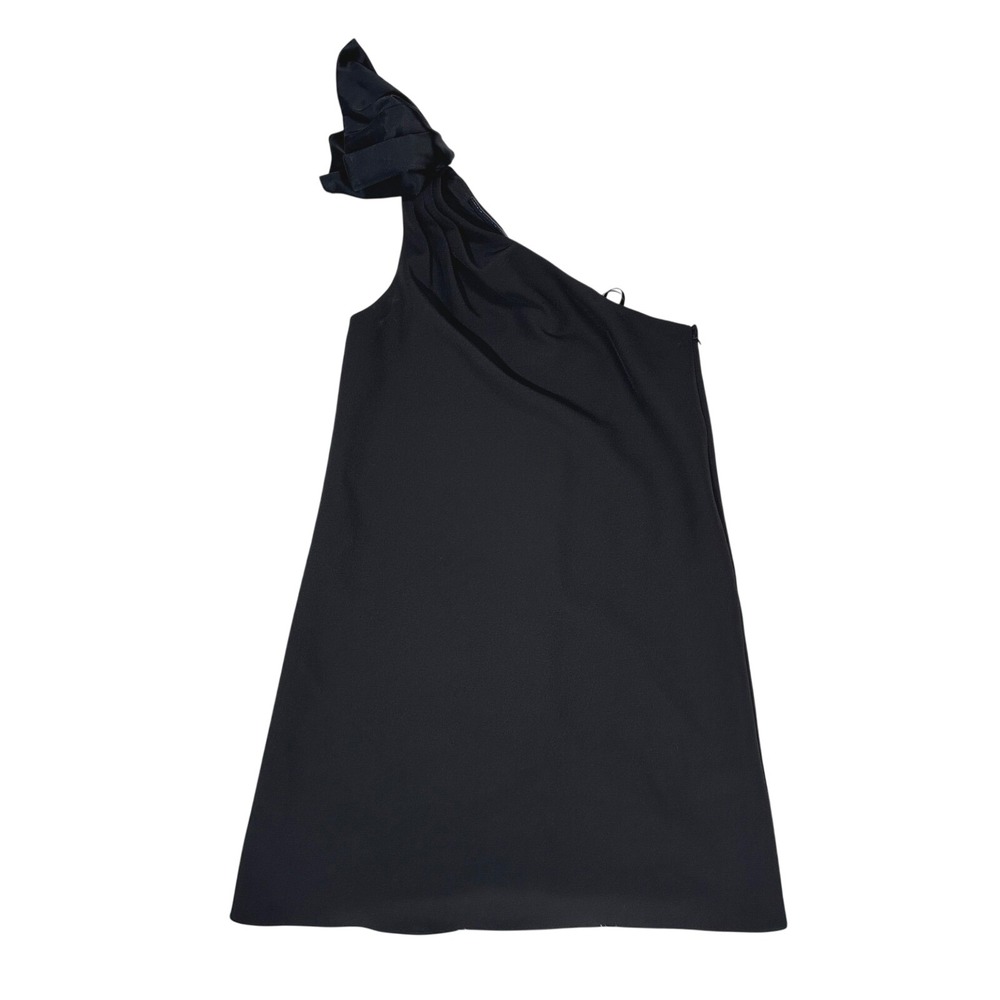 Aidan Mattox Black Trapeze One Shoulder Bow Cocktail Party Dress Size‎ 4